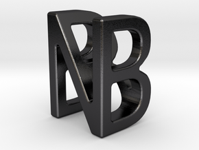 Two way letter pendant - BN NB in Polished and Bronzed Black Steel