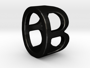 Two way letter pendant - BO OB in Matte Black Steel