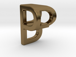 Two way letter pendant - BP PB in Polished Bronze