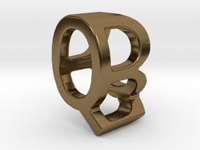 Two way letter pendant - BQ QB in Polished Bronze