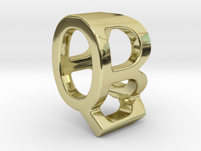 Two way letter pendant - BQ QB in 18k Gold Plated Brass