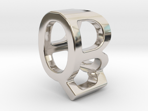 Two way letter pendant - BQ QB in Rhodium Plated Brass