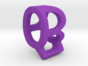 Two way letter pendant - BQ QB in Purple Processed Versatile Plastic