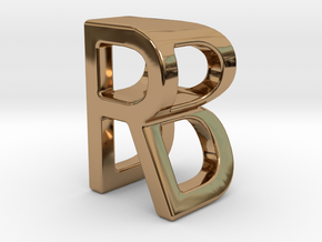 Two way letter pendant - BR RB in Polished Brass