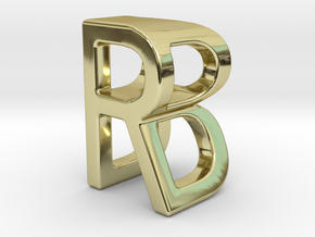 Two way letter pendant - BR RB in 18k Gold Plated Brass