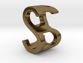 Two way letter pendant - BS SB in Polished Bronze