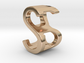 Two way letter pendant - BS SB in 14k Rose Gold Plated Brass