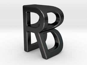 Two way letter pendant - BR RB in Polished and Bronzed Black Steel