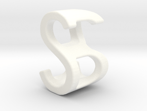 Two way letter pendant - BS SB in White Processed Versatile Plastic