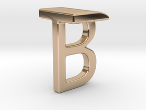 Two way letter pendant - BT TB in 14k Rose Gold Plated Brass