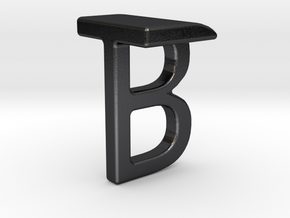 Two way letter pendant - BT TB in Polished and Bronzed Black Steel