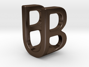 Two way letter pendant - BU UB in Polished Bronze Steel