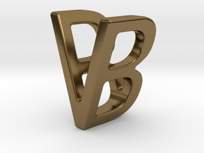 Two way letter pendant - BV VB in Polished Bronze