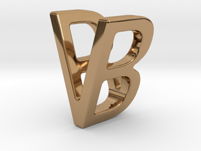 Two way letter pendant - BV VB in Polished Brass