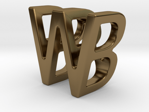 Two way letter pendant - BW WB in Polished Bronze