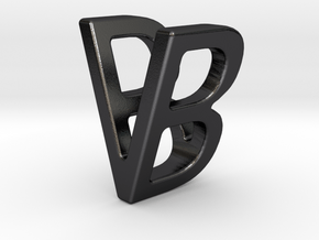 Two way letter pendant - BV VB in Polished and Bronzed Black Steel