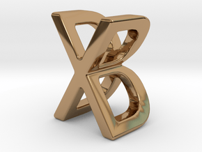 Two way letter pendant - BX XB in Polished Brass