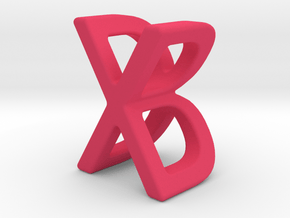 Two way letter pendant - BX XB in Pink Processed Versatile Plastic