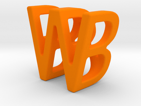 Two way letter pendant - BW WB in Orange Processed Versatile Plastic