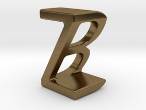 Two way letter pendant - BZ ZB in Natural Bronze