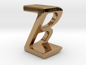 Two way letter pendant - BZ ZB in Polished Brass