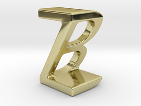 Two way letter pendant - BZ ZB in 18k Gold Plated Brass
