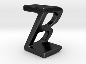 Two way letter pendant - BZ ZB in Polished and Bronzed Black Steel