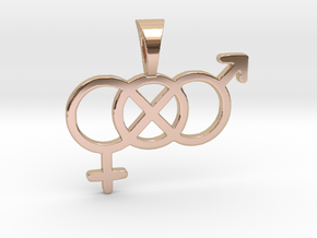 Genderfluid / Genderqueer Pride Symbol Pendant in 14k Rose Gold Plated Brass