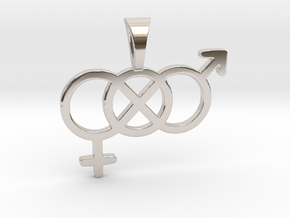 Genderfluid / Genderqueer Pride Symbol Pendant in Rhodium Plated Brass
