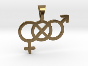 Genderfluid / Genderqueer Pride Symbol Pendant in Polished Bronze