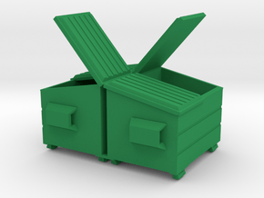 Dumpster Open Lid 'O' 48:1 Scale (2) in Green Processed Versatile Plastic