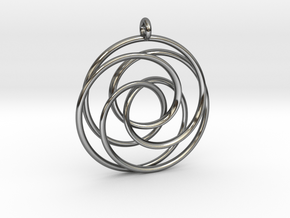 Pendant toroid camelia  in Fine Detail Polished Silver