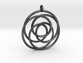 Pendant toroid camelia  in Polished and Bronzed Black Steel