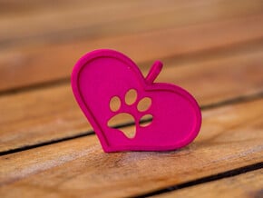 Paw in heart in Pink Processed Versatile Plastic