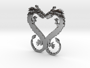 Dragonheart Pendant in Fine Detail Polished Silver