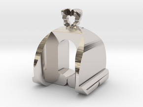I♥U Shape 2 - Customizable in Rhodium Plated Brass