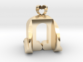 I♥U Shape 2 - View 3 in 14k Gold Plated Brass
