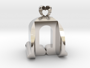 I♥U Shape 2 - View 3 in Rhodium Plated Brass