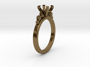 18.35 Mm Clover Diamond Ring 6.5 Mm Fit in Polished Bronze