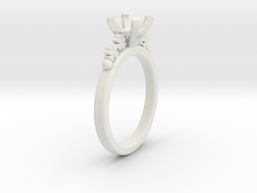 18.35 Mm Clover Diamond Ring 6.5 Mm Fit in White Natural Versatile Plastic