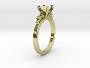 18.35 Mm Clover Diamond Ring 6.5 Mm Fit in 18k Gold Plated Brass