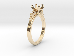 18.35 Mm Clover Diamond Ring 6.5 Mm Fit in 14K Yellow Gold