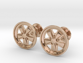 Porsche Fuchs wheel inspired cufflinks in 14k Rose Gold Plated Brass