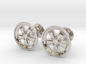 Porsche Fuchs wheel inspired cufflinks in Rhodium Plated Brass