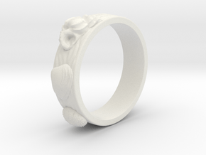 Sea Shell Ring 1 - US-Size 3 (14.05 mm) in White Natural Versatile Plastic