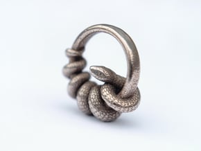 Reverse Snake Ring in Polished Bronzed Silver Steel