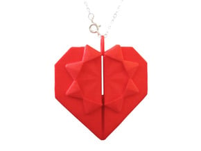 Origami Heart Pendant in Red Processed Versatile Plastic