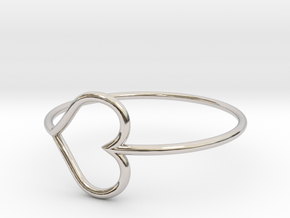 Size 7 Love Heart in Rhodium Plated Brass