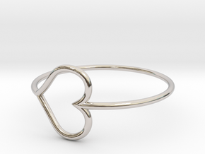 Size 8 Love Heart in Rhodium Plated Brass