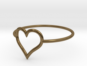 Size 6 Love Heart A in Polished Bronze